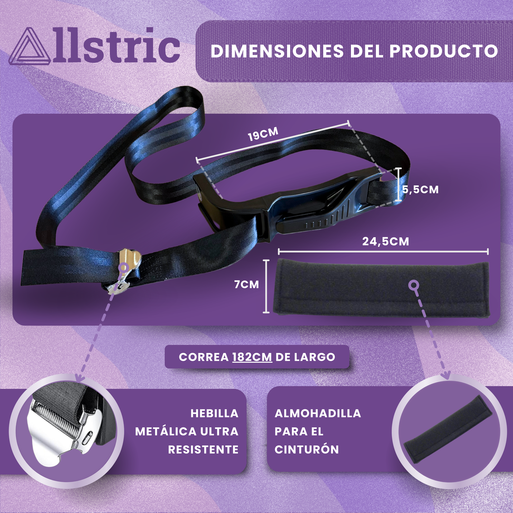 Allstric® Pack Cinturon Embarazada Coche Homologado