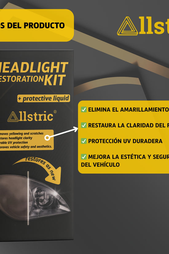 Allstric Kit Profesional Pulir Faros Coche
