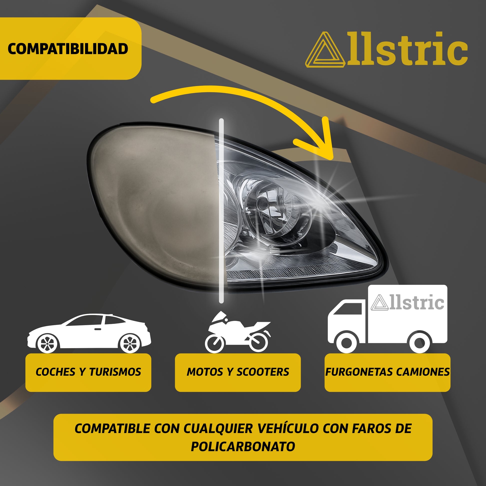 Allstric Kit Profesional Pulir Faros Coche