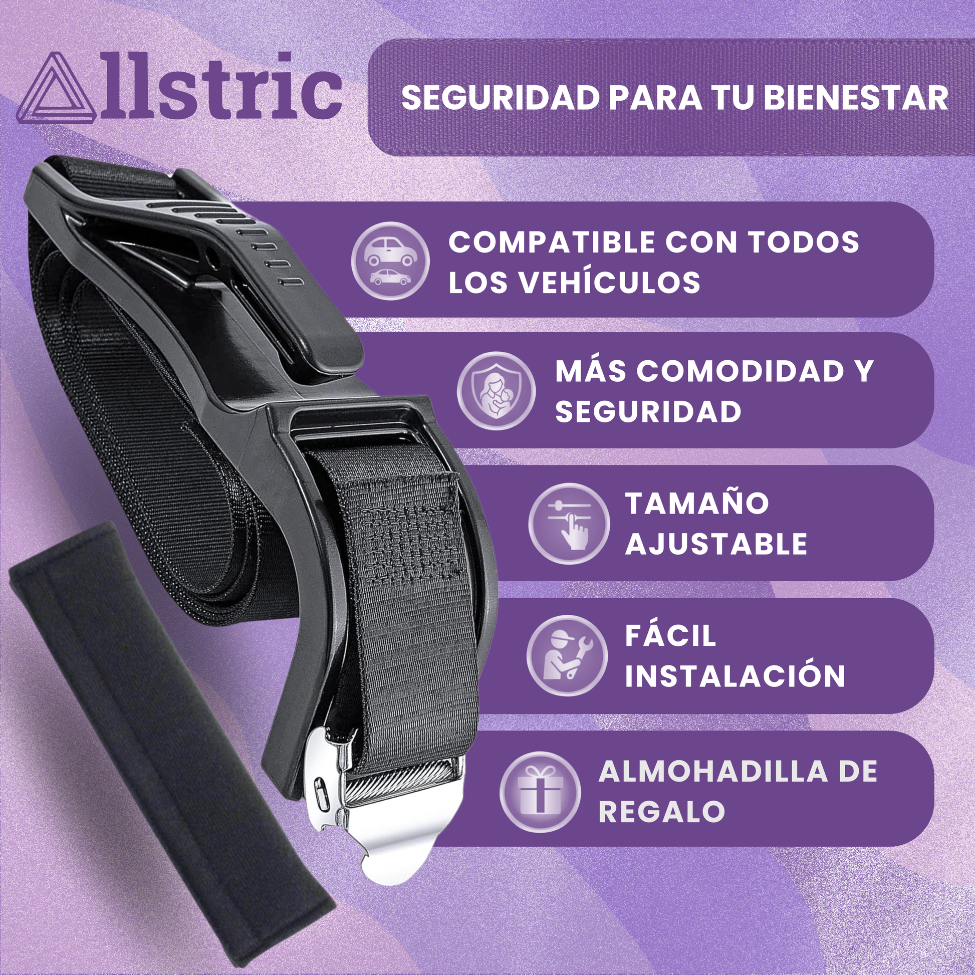 Allstric® Pack Cinturon Embarazada Coche Homologado