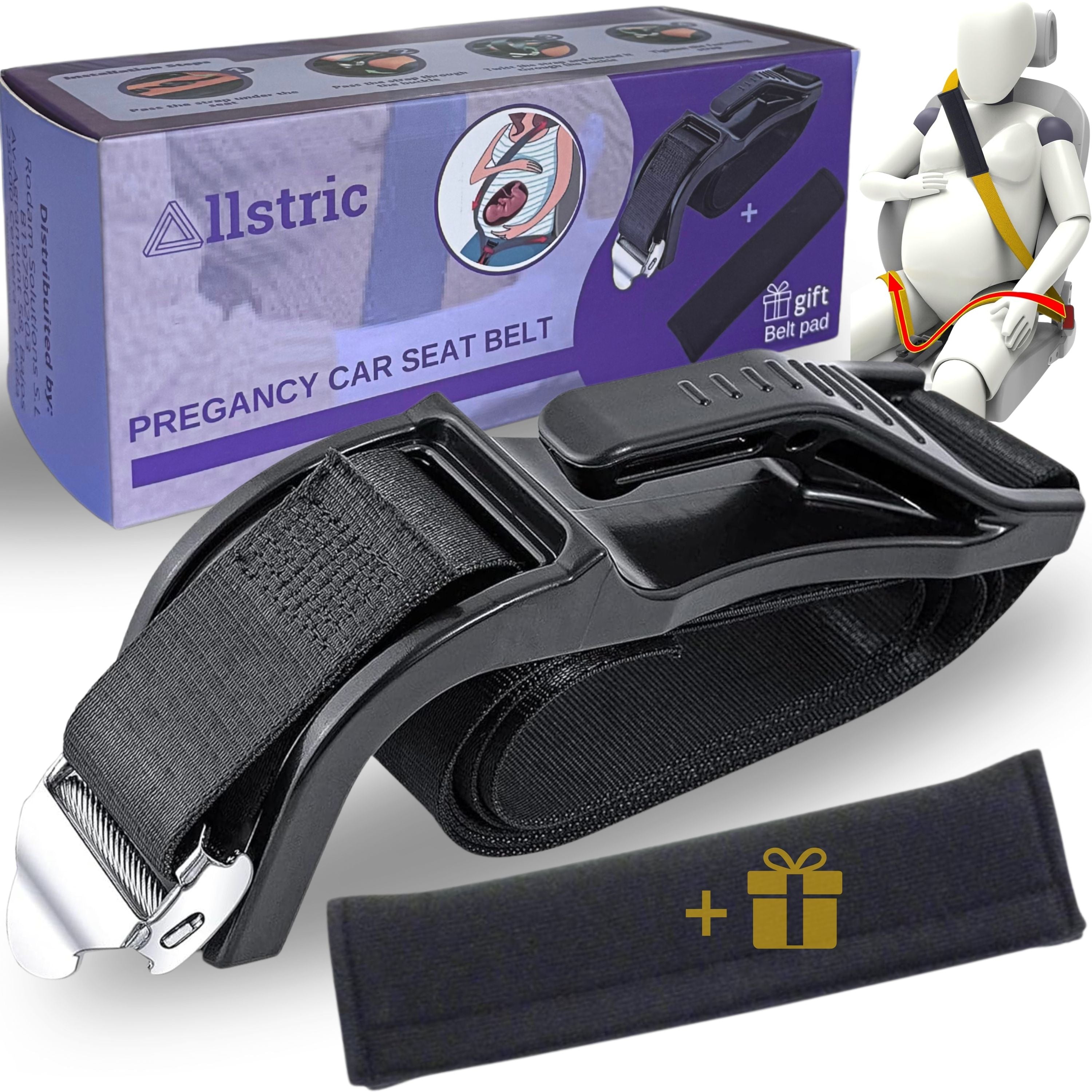 Allstric® Pack Cinturon Embarazada Coche Homologado